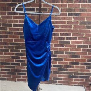 Honey and Rosie Blue Velvet Prom Dress